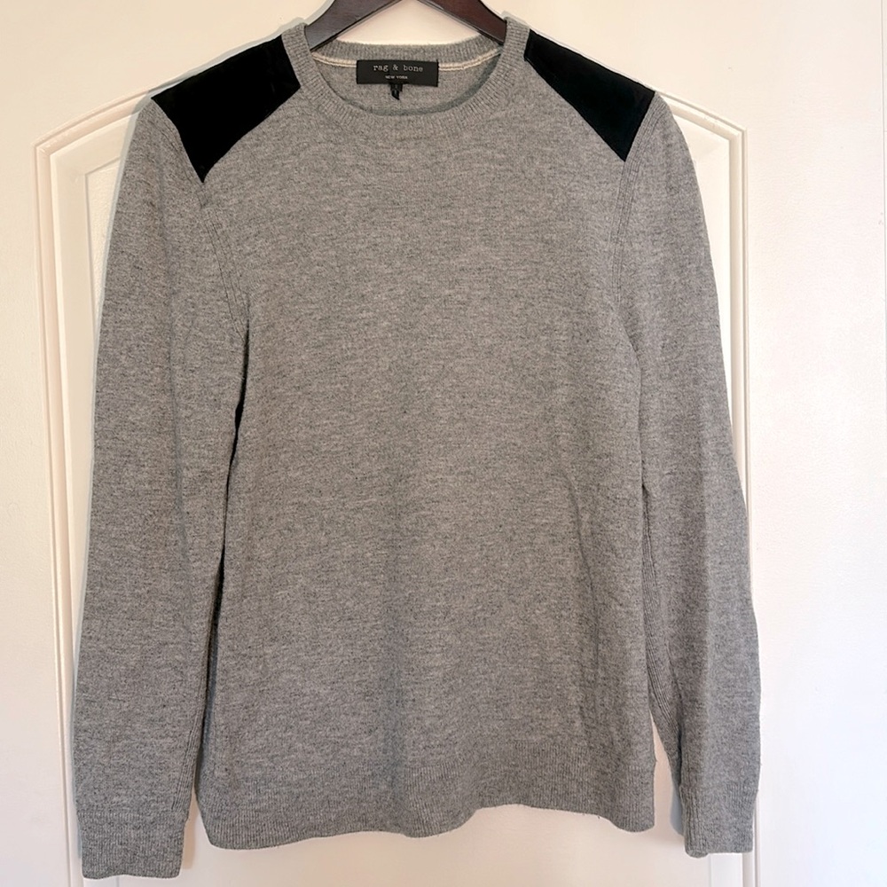 Men’s Rag & Bone Merino Wool and Leather Sweater - Like New Condition
